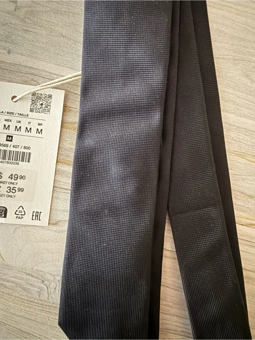 ZARA Classic Black Silk Necktie